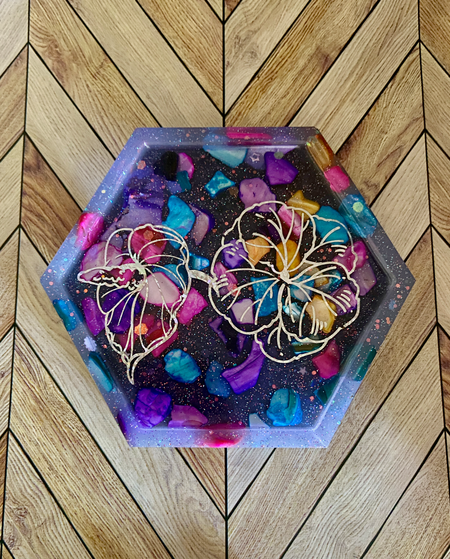 Multi-Colored Sea Glass Resin Coaster