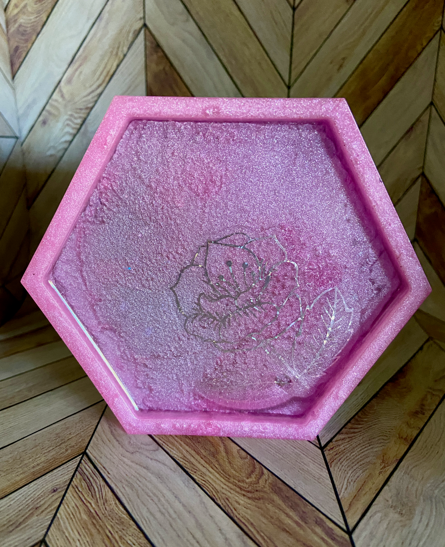 Pink Glitter - Resin Coaster