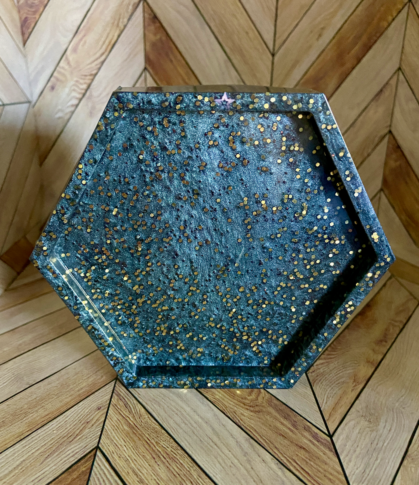 Slate/Blue Gold - Resin Coaster