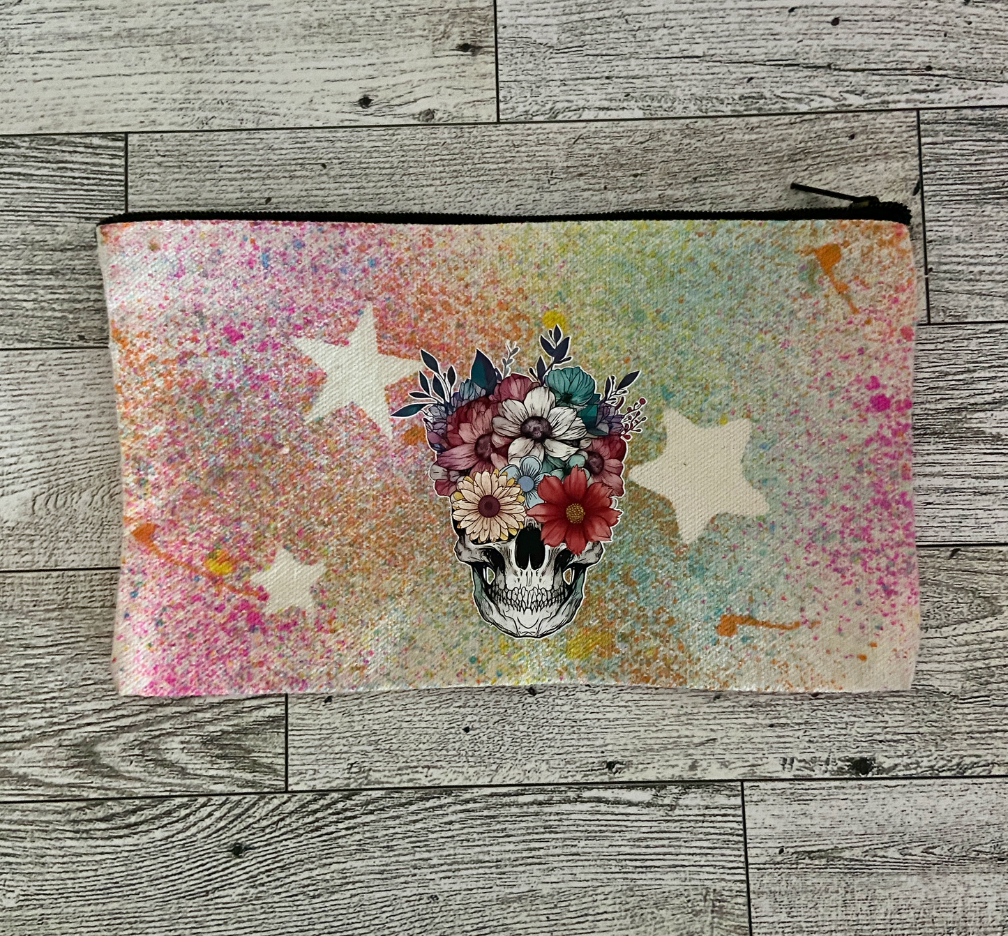 Skully Bloom - Multi Colored Zipper Bag